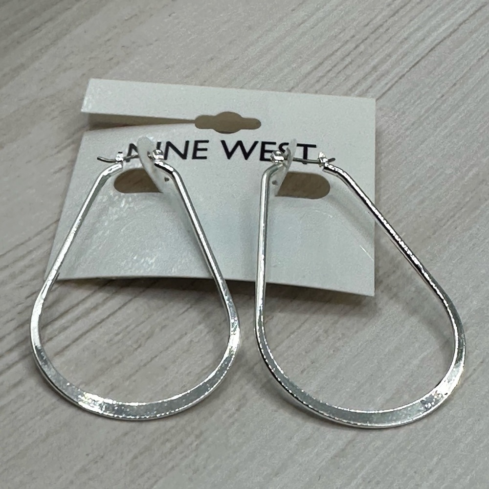NWT Nine West Shiny Silver Hoop Earrings